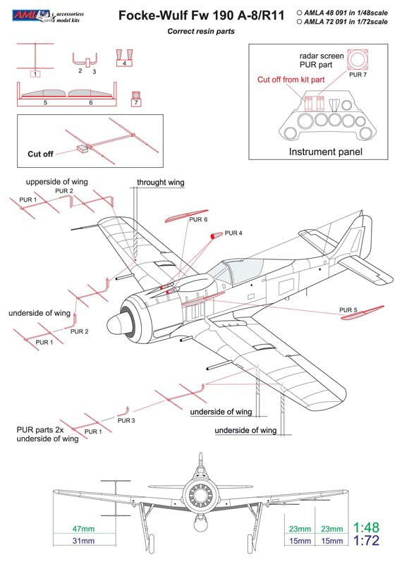AML A48091 1:48 Focke-Wulf Fw-190A-8/R11 with FuG 217 J-2 Neptun