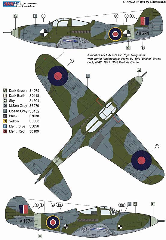 AML A48094 1:48 Bell Airacobra Mk.I AH574 for Royal Navy tests