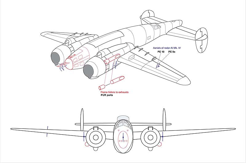 AML A72060 1:72 Lockheed Ventura nightfighter conversion Set with gun nose, night exhausts, radar aerials AI Mk IV