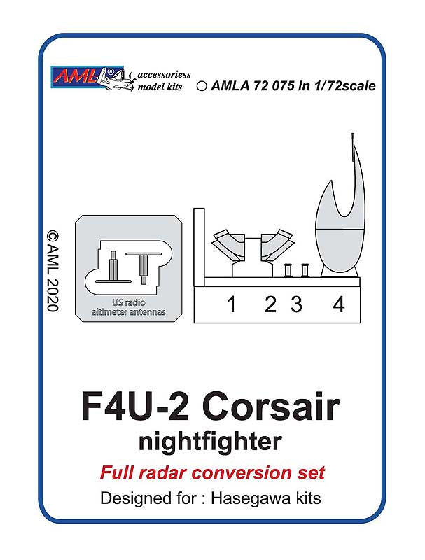 AML A72075 1:72 Vought F4U-2 Corsair night fighter Full radar conversion set
