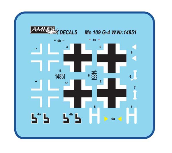 AML A72077 1:72 Messerschmitt Bf-109G-4 W.Nr14851 resin parts and decals only