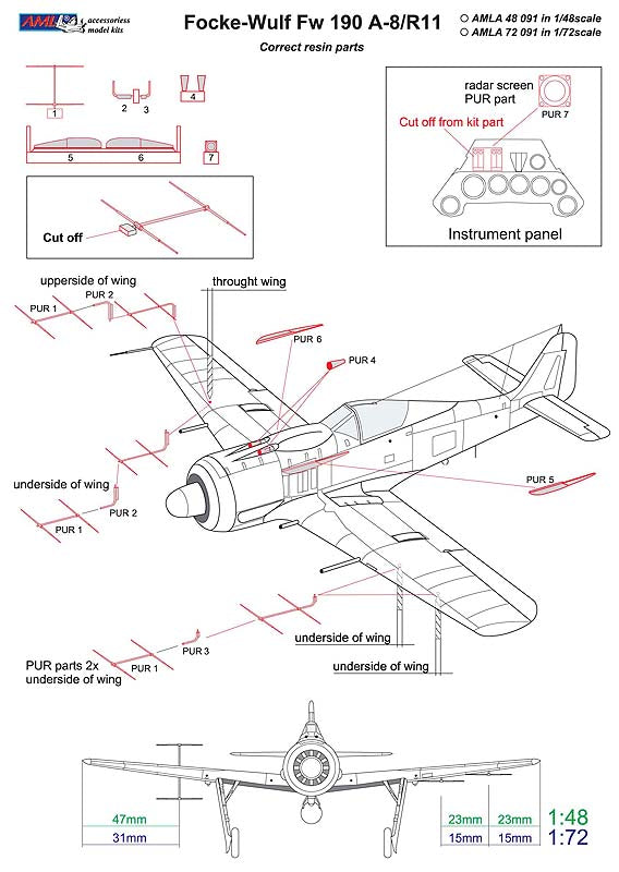 AML A72091 1:72 Focke-Wulf Fw-190A-8/R11 with FuG 217 J-2 Neptun