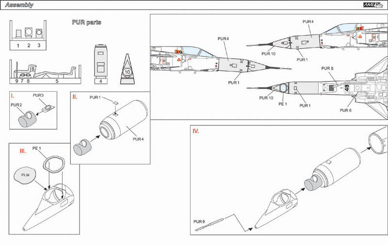 AML A72092 1:72 IAI Kfir RC-2 with Tsniut Meshopar camera nose Resin conversion set