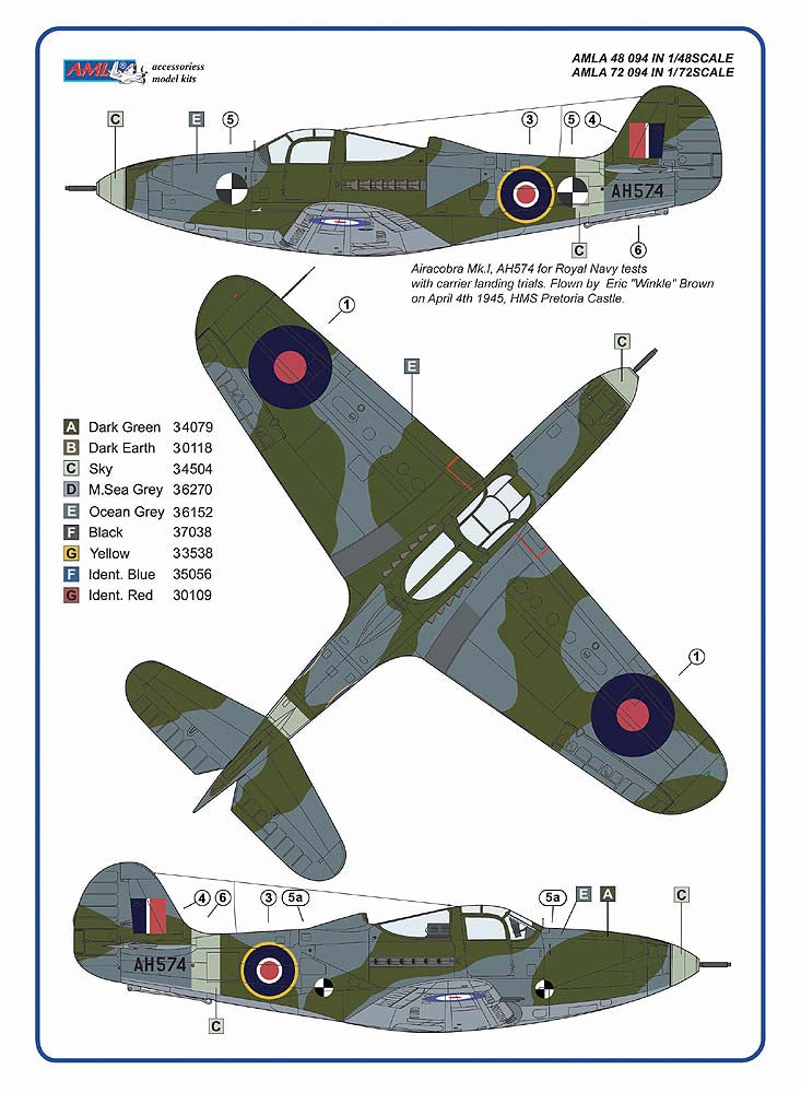 AML A72094 1:72 Bell Airacobra Mk.I AH574 for Royal Navy tests