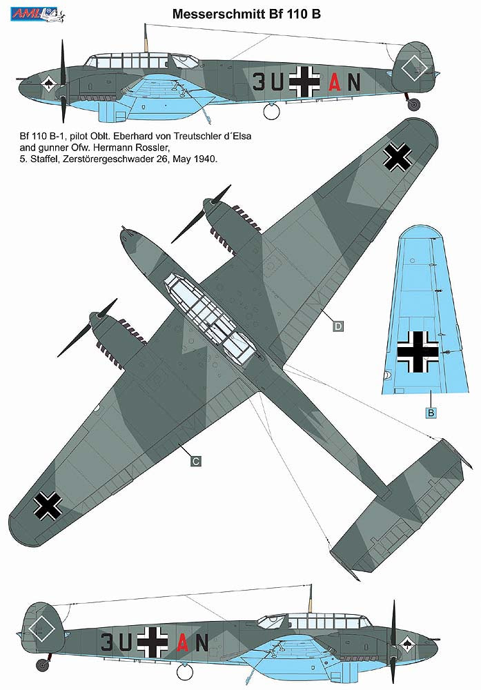 AML A72097 1:72 Messerschmitt Bf-110B-1 ' The conversion set