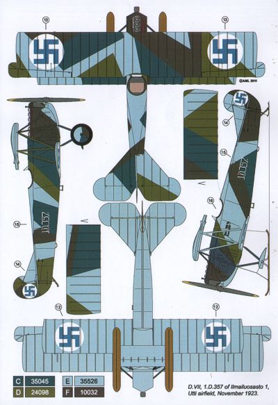 AML C2017 1:32 Fokker D.VII. 2 decal versions : Fokker D.VII in the Finnish Service
