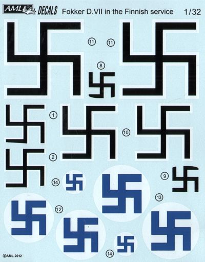AML C2017 1:32 Fokker D.VII. 2 decal versions : Fokker D.VII in the Finnish Service