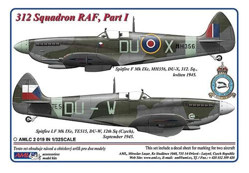 AML C2019 1:32 312 th Squadron RAF, Part I / 2 decal version: Supermarine Spitfire LF Mk.IXe, TE515, DU-W+MH356.DU-XDU-X