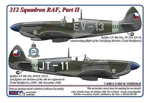 AML C2020 1:32 312 Squadron RAF, Part II / 2 decal version: Supermarine Spitfire LF Mk.IXe, TE523,EV-13+SL625,JT-11, DuoJ