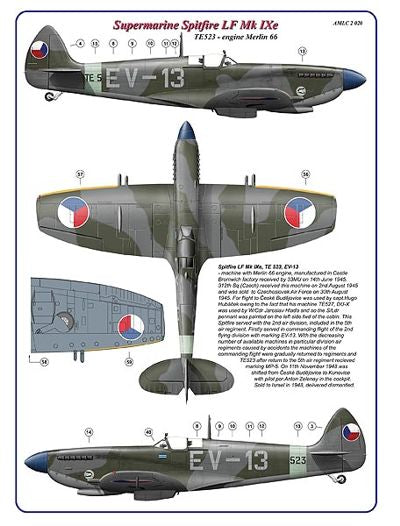 AML C2020 1:32 312 Squadron RAF, Part II / 2 decal version: Supermarine Spitfire LF Mk.IXe, TE523,EV-13+SL625,JT-11, DuoJ