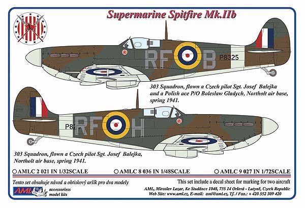 AML C2021 1:32 303 Squadron RAF, Supermarine Spitfire Mk.IIb, flown a Czech pilot Sgt.J.Balejka