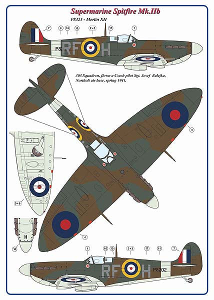 AML C2021 1:32 303 Squadron RAF, Supermarine Spitfire Mk.IIb, flown a Czech pilot Sgt.J.Balejka