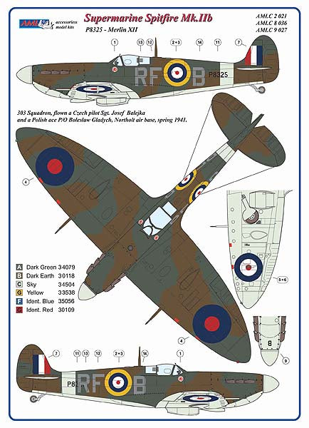 AML C2021 1:32 303 Squadron RAF, Supermarine Spitfire Mk.IIb, flown a Czech pilot Sgt.J.Balejka