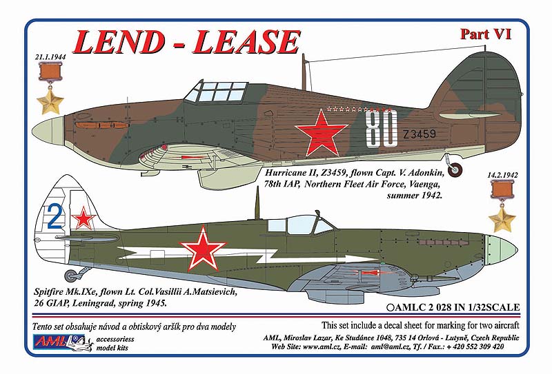 AML C2028 1:32 Hawker Hurricane Mk.IIc & Supermarine Spitfire Mk.IXe, Lend-Lease Serie, Part VI.