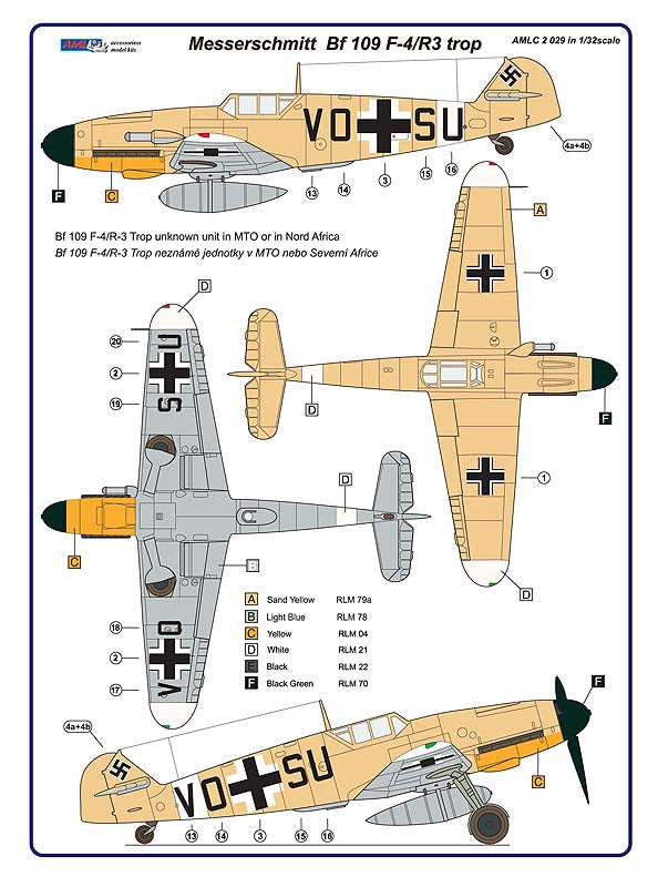 AML C2029 1:32 Messerschmitt Bf-109F-4/R3 reconnaissance version Aufklarer
