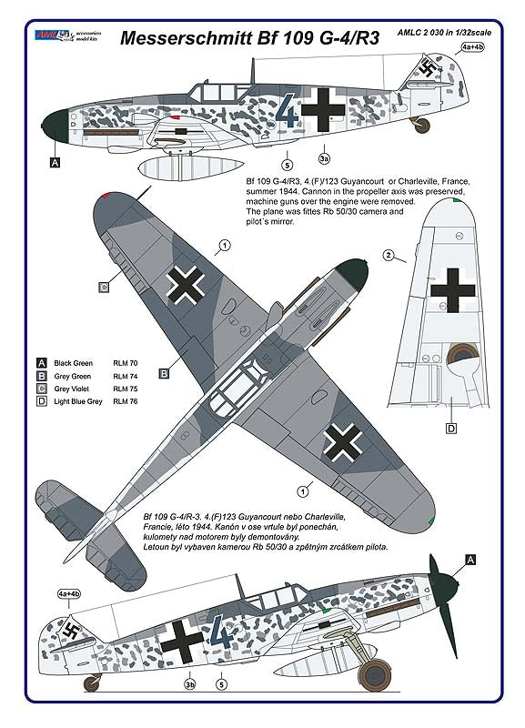 AML C2030 1:32 Messerschmitt Bf-109G-4/R3 reconnaissance version Aufklarer
