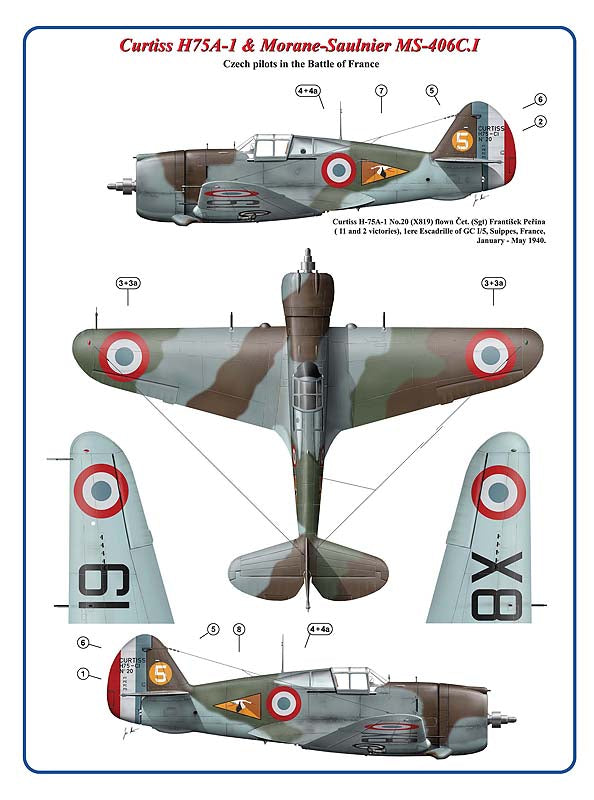 AML C2032 1:32 Curtiss H75A-1 Hawk & Morane-Saulnier MS-406C.I