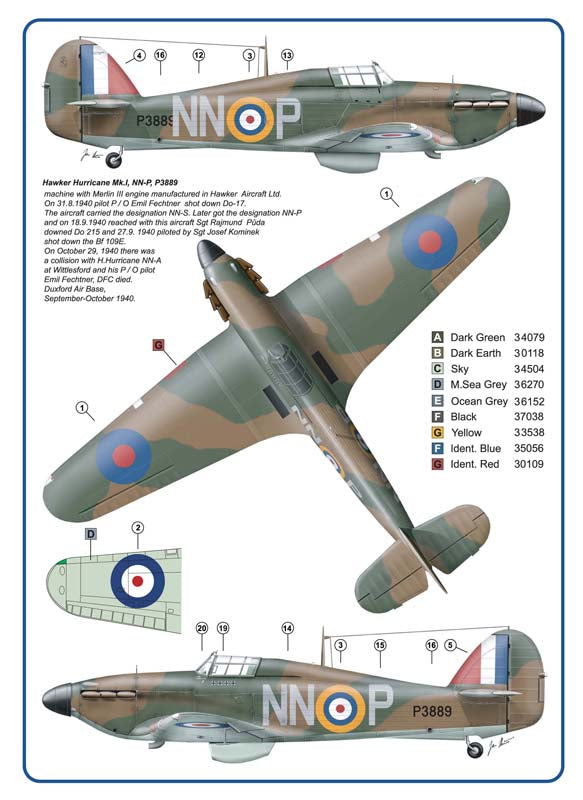 AML C2034 1:32 310th Squadron RAF, Part II / Hawker Hurricane Mk.I decals and masks for NN-A & NN-P