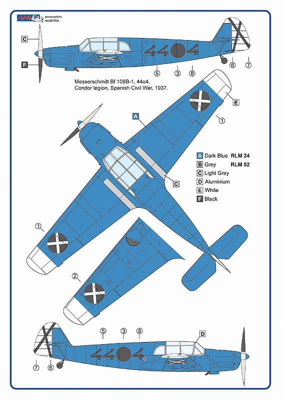 AML C8045 1:48 Messerschmitt Bf-108B-1 Condor Legion in Spain 1937/1938