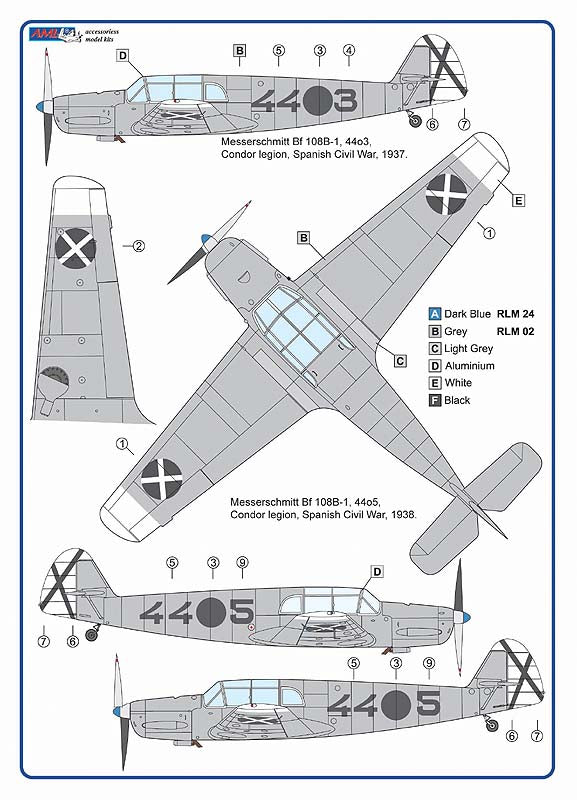 AML C8045 1:48 Messerschmitt Bf-108B-1 Condor Legion in Spain 1937/1938