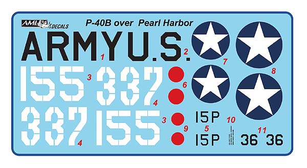 AML C8046 1:48 Curtiss P-40B over Pearl Harbor / 2 decal versions