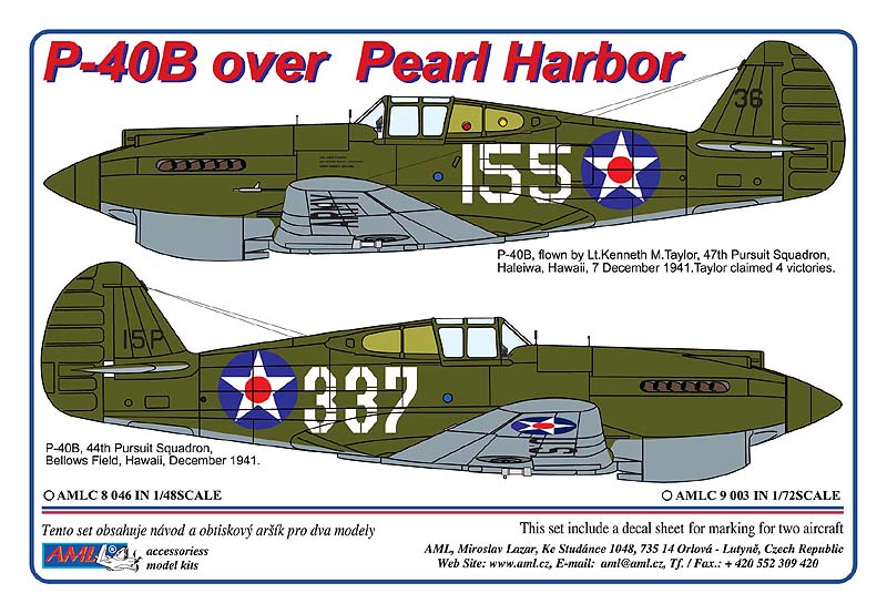 AML C8046 1:48 Curtiss P-40B over Pearl Harbor / 2 decal versions