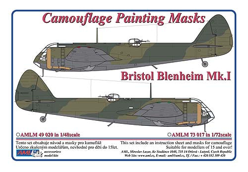 AML M49020 1:48 Bristol Blenheim Mk.I camouflage pattern paint masks