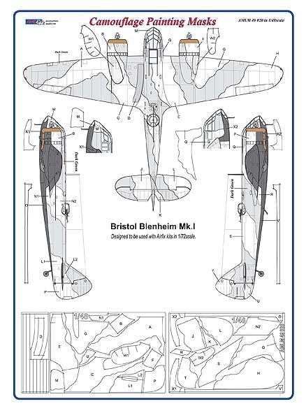 AML M49020 1:48 Bristol Blenheim Mk.I camouflage pattern paint masks