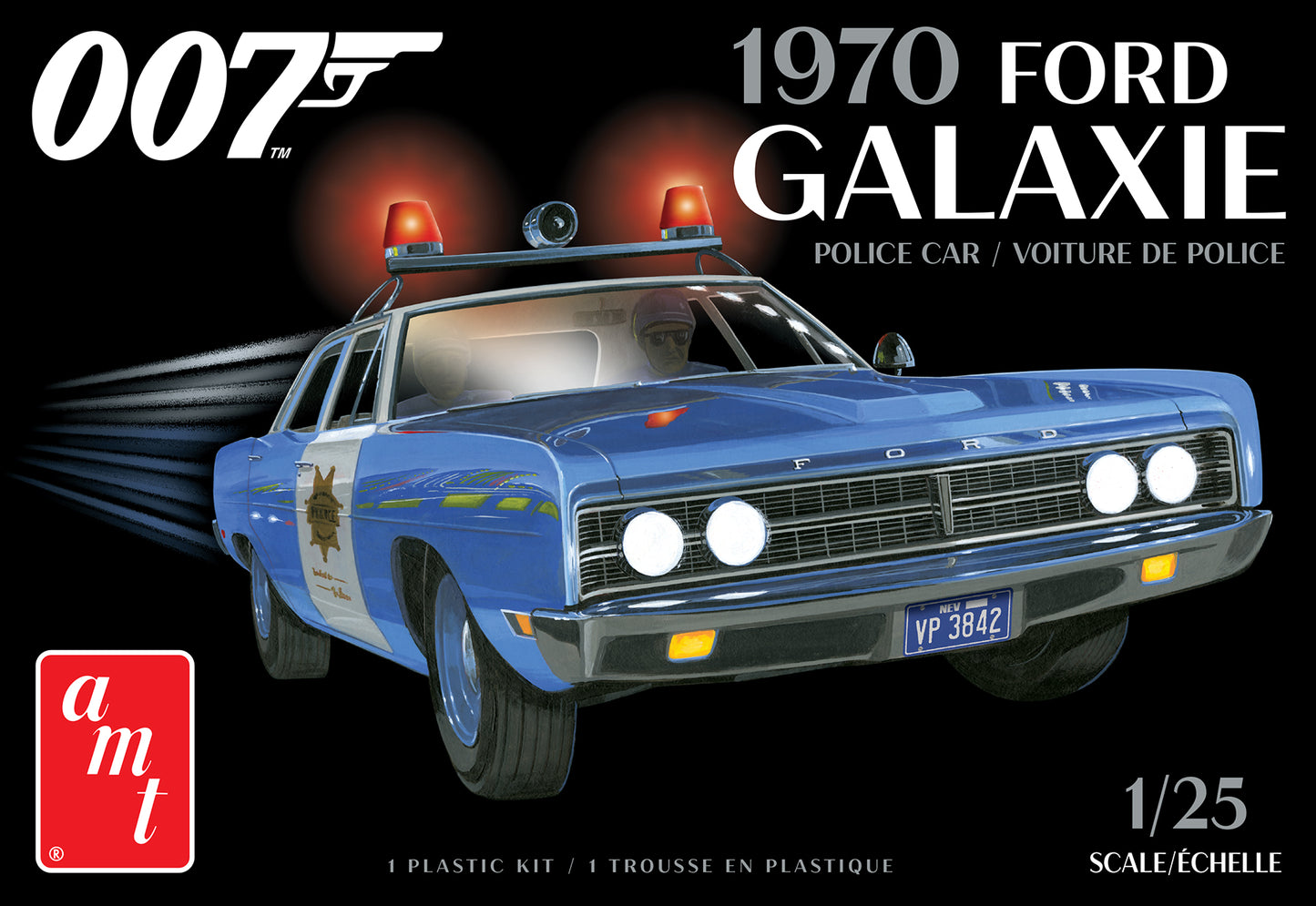 AMT 1172 1:25 1970 Ford Galaxie Police Car - James Bond 007 Diamonds Are Forever