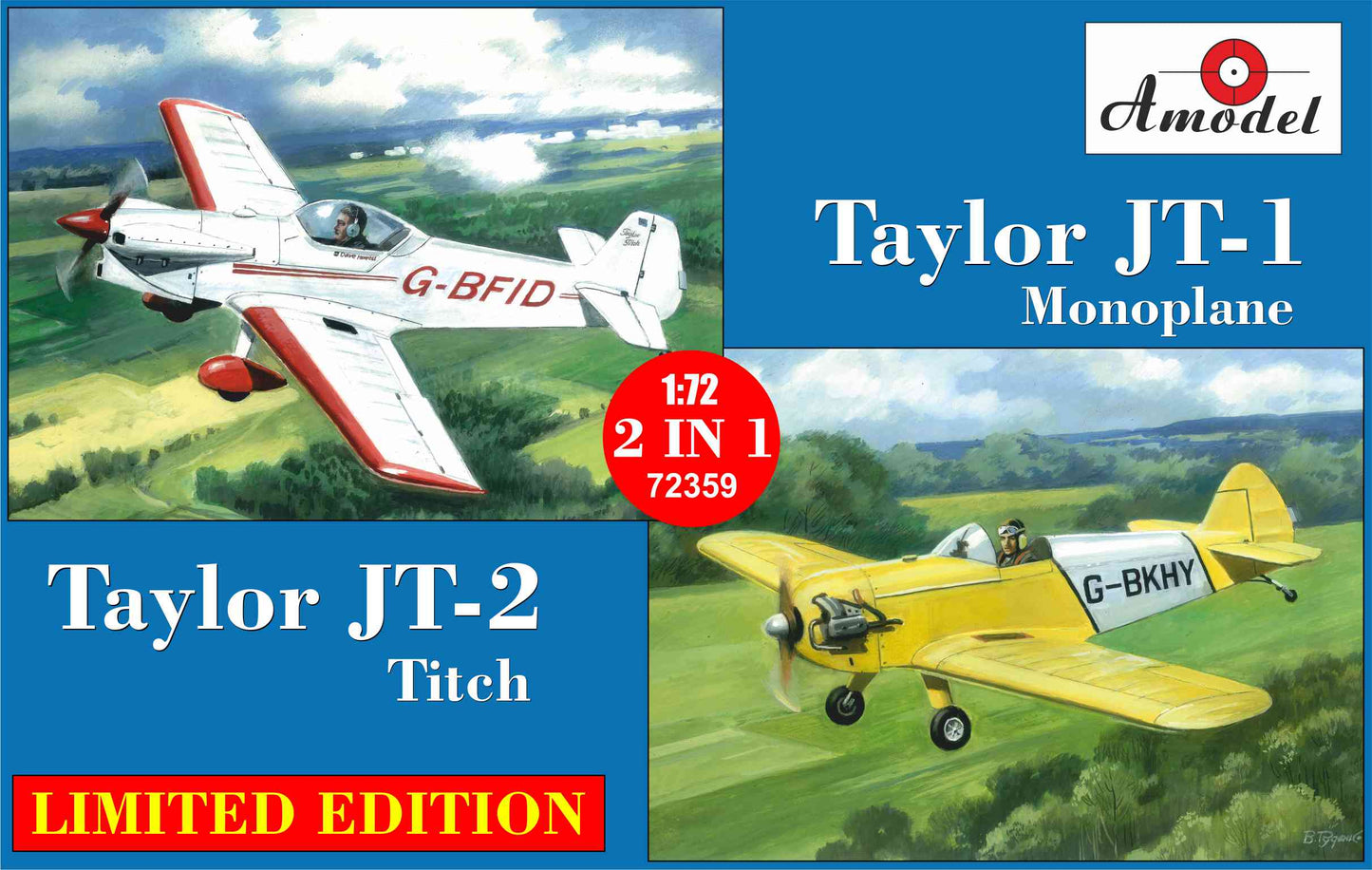 A-Model 72359 1:72 2 in 1 Taylor JT-1(G-BFID) & JT-2 (G-BKHY)