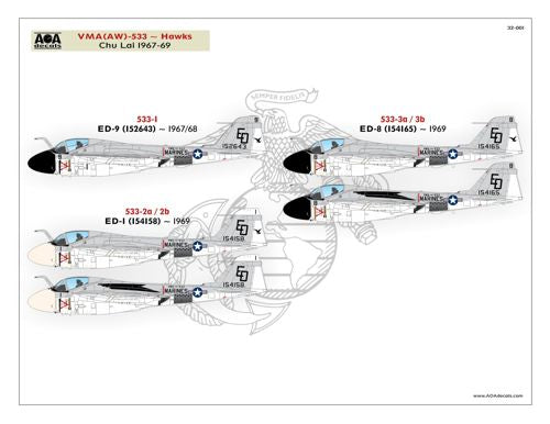 AOA Decals 32-001 1:32 GRUMMAN INTRUDERS FROM THE BEACHU