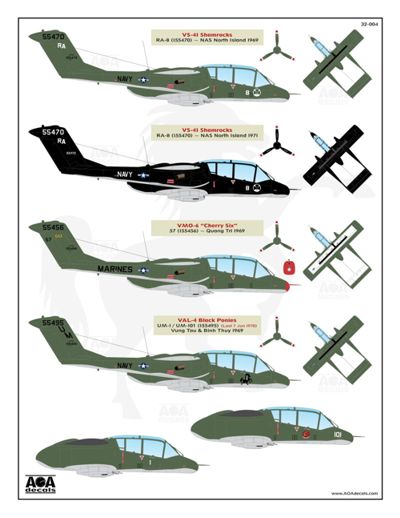 AOA Decals 32-004 1:32 North-American/Rockwell OV-10A Bronco Black Ponies & More Broncos