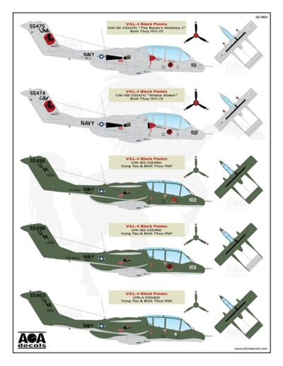 AOA Decals 32-004 1:32 North-American/Rockwell OV-10A Bronco Black Ponies & More Broncos