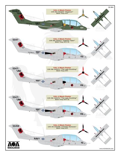 AOA Decals 32-004 1:32 North-American/Rockwell OV-10A Bronco Black Ponies & More Broncos