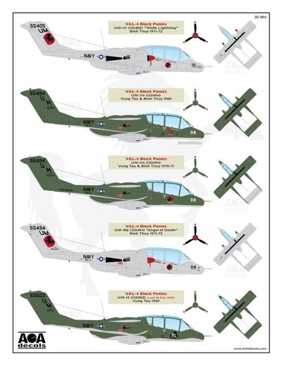 AOA Decals 32-004 1:32 North-American/Rockwell OV-10A Bronco Black Ponies & More Broncos