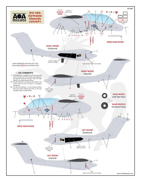 AOA Decals 32-007 1:32 OV-10A Broncos airframe stencils (high-viz)