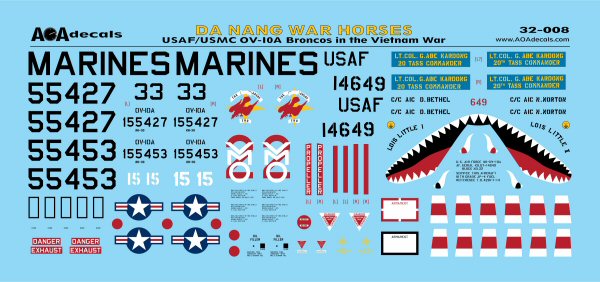 AOA Decals 32-008 1:32 USAF & USMC OV-10A Broncos (Vietnam)