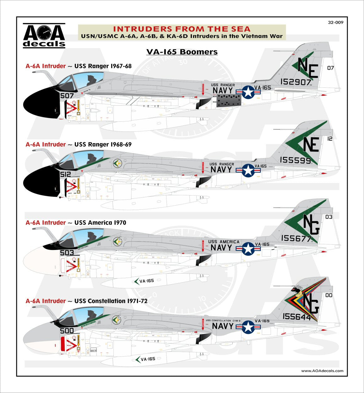 AOA Decals 32-009 1:32 INTRUDERS FROM THE SEA USN/USMC