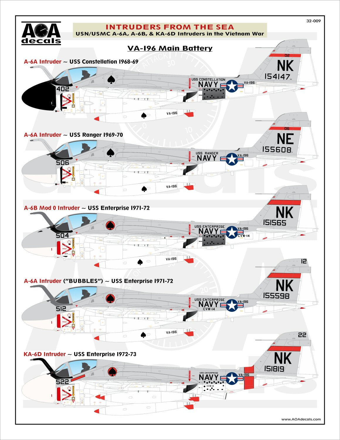 AOA Decals 32-009 1:32 INTRUDERS FROM THE SEA USN/USMC