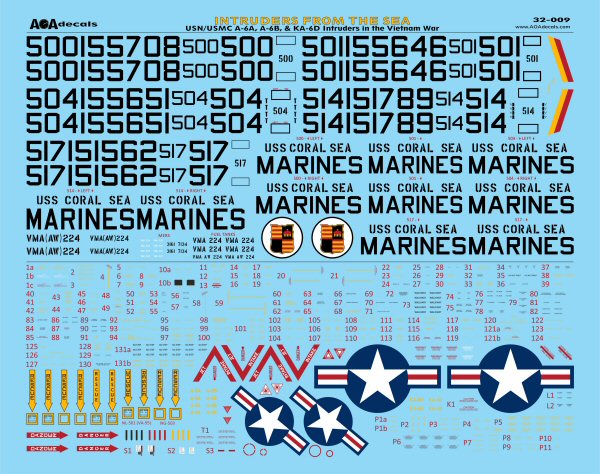 AOA Decals 32-009 1:32 INTRUDERS FROM THE SEA USN/USMC