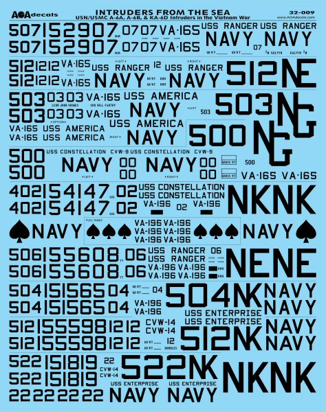 AOA Decals 32-009 1:32 INTRUDERS FROM THE SEA USN/USMC