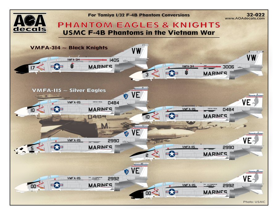 AOA Decals 32-022 1:32 PHANTOM EAGLES & KNIGHTS