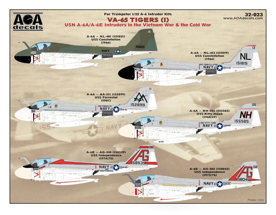 AOA Decals 32-023 1:32 VA-65 TIGERS
