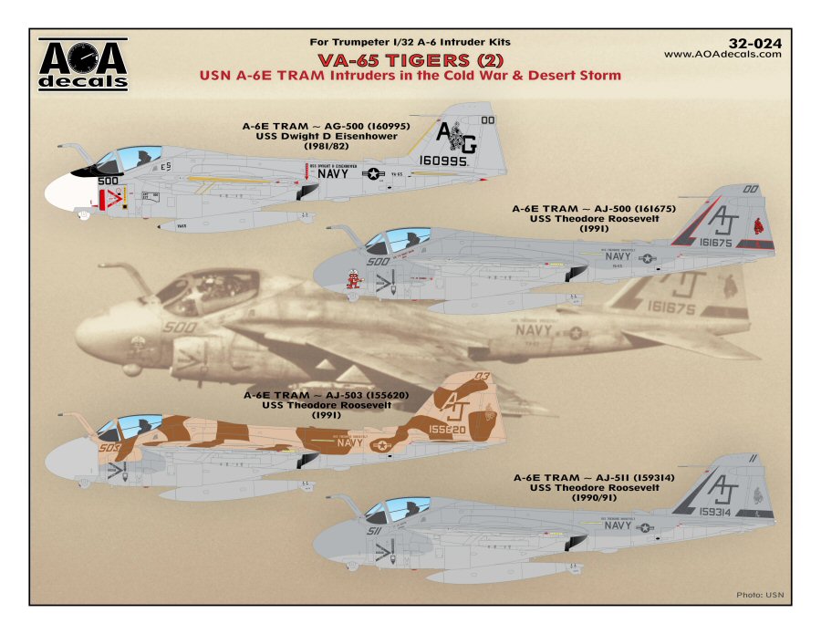 AOA Decals 32-024 1:32 VA-65 TIGERS
