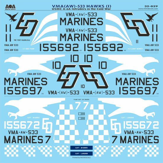 AOA Decals 32-029 1:32 VMA(AW)-533 HAWKS