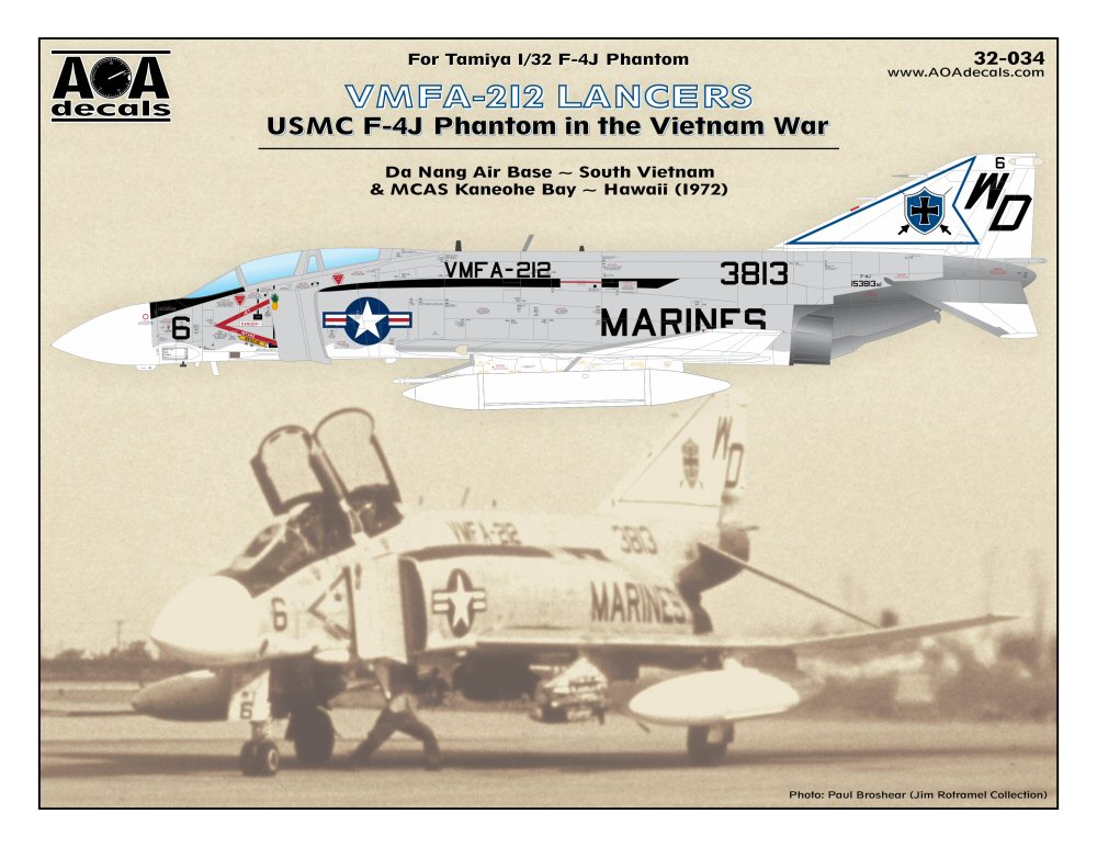 AOA Decals 32-034 1:32 VMFA-212 Lancers - USMC McDonnell F-4J Phantom in the Vietnam War