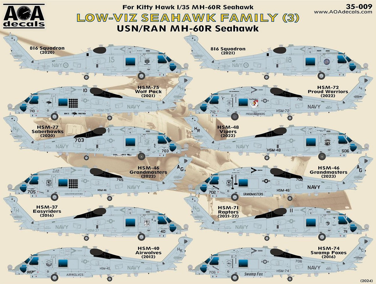 AOA Decals 35-009 1:35 LOW-VIZ SEAHAWK FAMILY