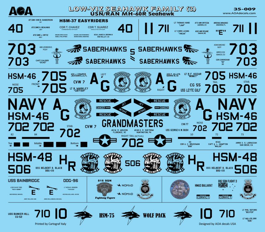 AOA Decals 35-009 1:35 LOW-VIZ SEAHAWK FAMILY
