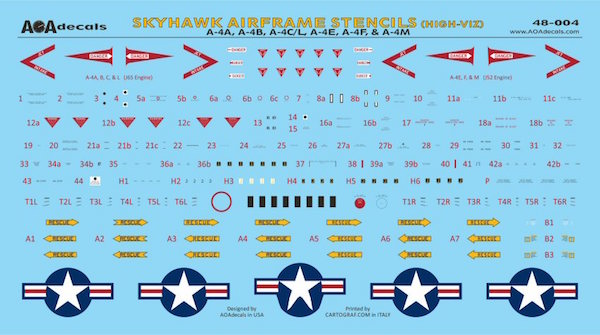 AOA Decals 48-004 1:48 Douglas Skyhawk Airframe Stencils (Hi-Viz)