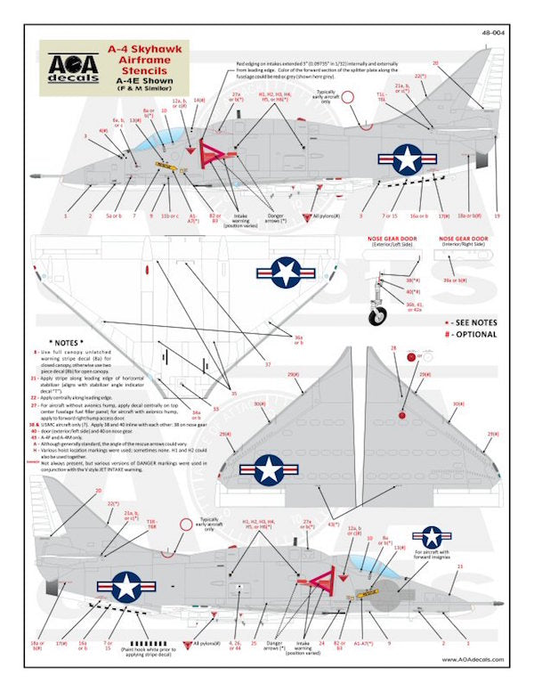 AOA Decals 48-004 1:48 Douglas Skyhawk Airframe Stencils (Hi-Viz)